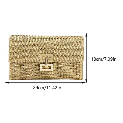 Women Straw Woven Handbag Versatile Crochet Beach Handbag Simple Clutch Purse Female Party Wedding Bag